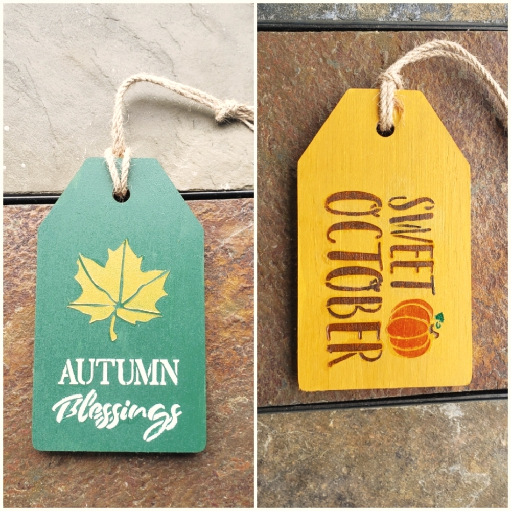 Handcrafted 🍂 Autumn Blessings Wooden Tag Sign Double Sided